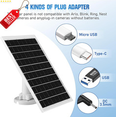 2pk 8W Solar Panel for Security Camera 5V USB-C DC Micro USB Compatible – US