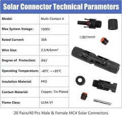 Durable 20 Pairs Solar Panel Connectors – Rated for Harsh Environments