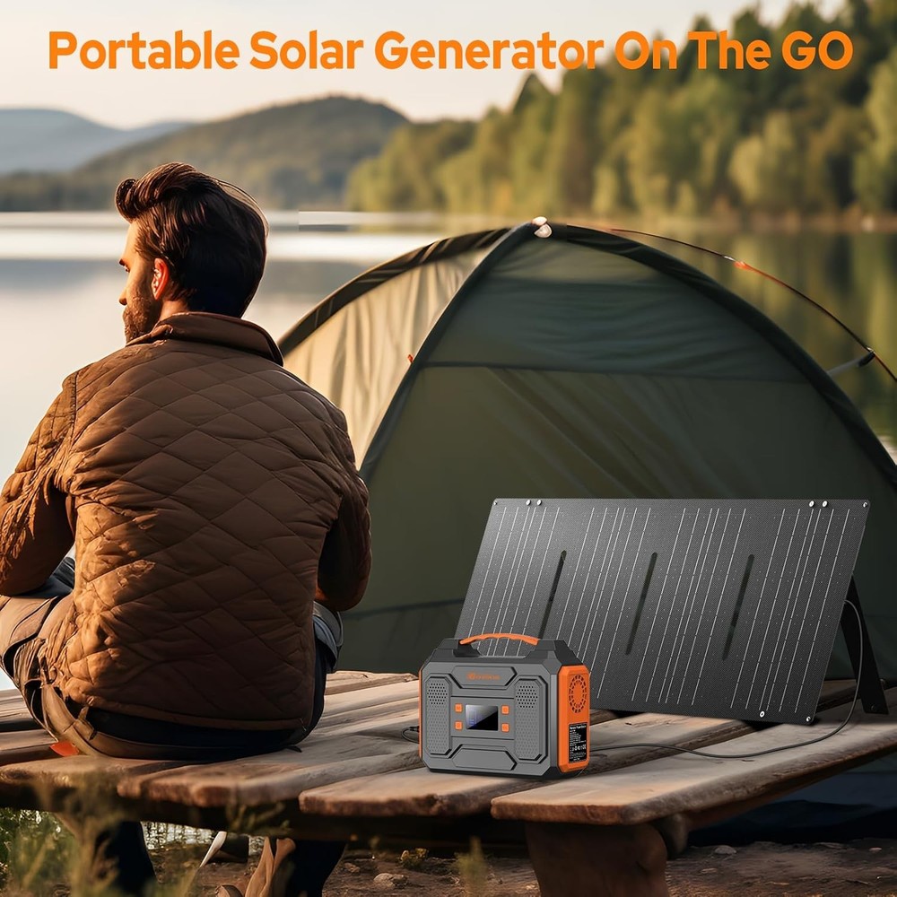 Portable Power Station 300W Solar Panel 60W Foldable