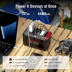 Portable Power Station 300W 237Wh Camping Solar Generator Backup Lithium Batter