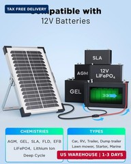 7.5W Solar Battery Trickle Charger 12V Waterproof Panel IP68 Smart Controller