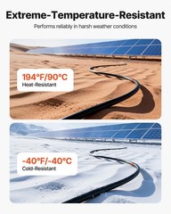 50ft Black & 50ft Red 10 AWG Solar Panel Extension Cable Kit, Tinned Copper Wire