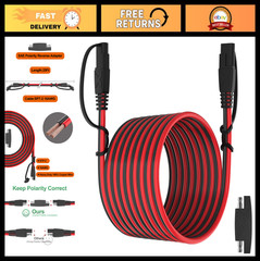 25FT SAE Extension Cable Quick Disconnect Connector 16AWG for Automotive & Solar