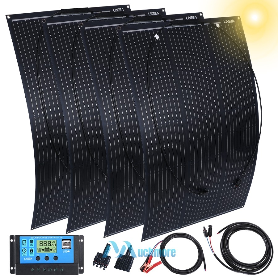 100W 200W 400W Mono Solar Panel 18V Off-Grid Battery Charger+Controller RV Home