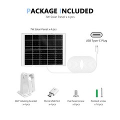 4 Pack 8W Solar Panel Charger for Arlo Essential Cameras & Pro 2K – Outdoor Use