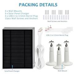 Solar Panel Charger Compatible with Ring Stick Up Cam/Pro,Ring Spotlight 3 Pack