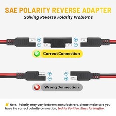 Battery Charger SAE Extension Cable 16AWG, 2 Pin SAE Quick Connector for 25FT