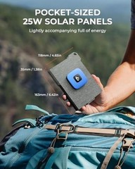 [Upgraded] Ultra-Light Portable 25W Solar Panel Charger with USB-A and Grey