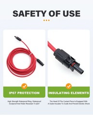 10 AWG Solar Cable Extension Wire Tinned Copper PV Photovoltaic Black Red Pair