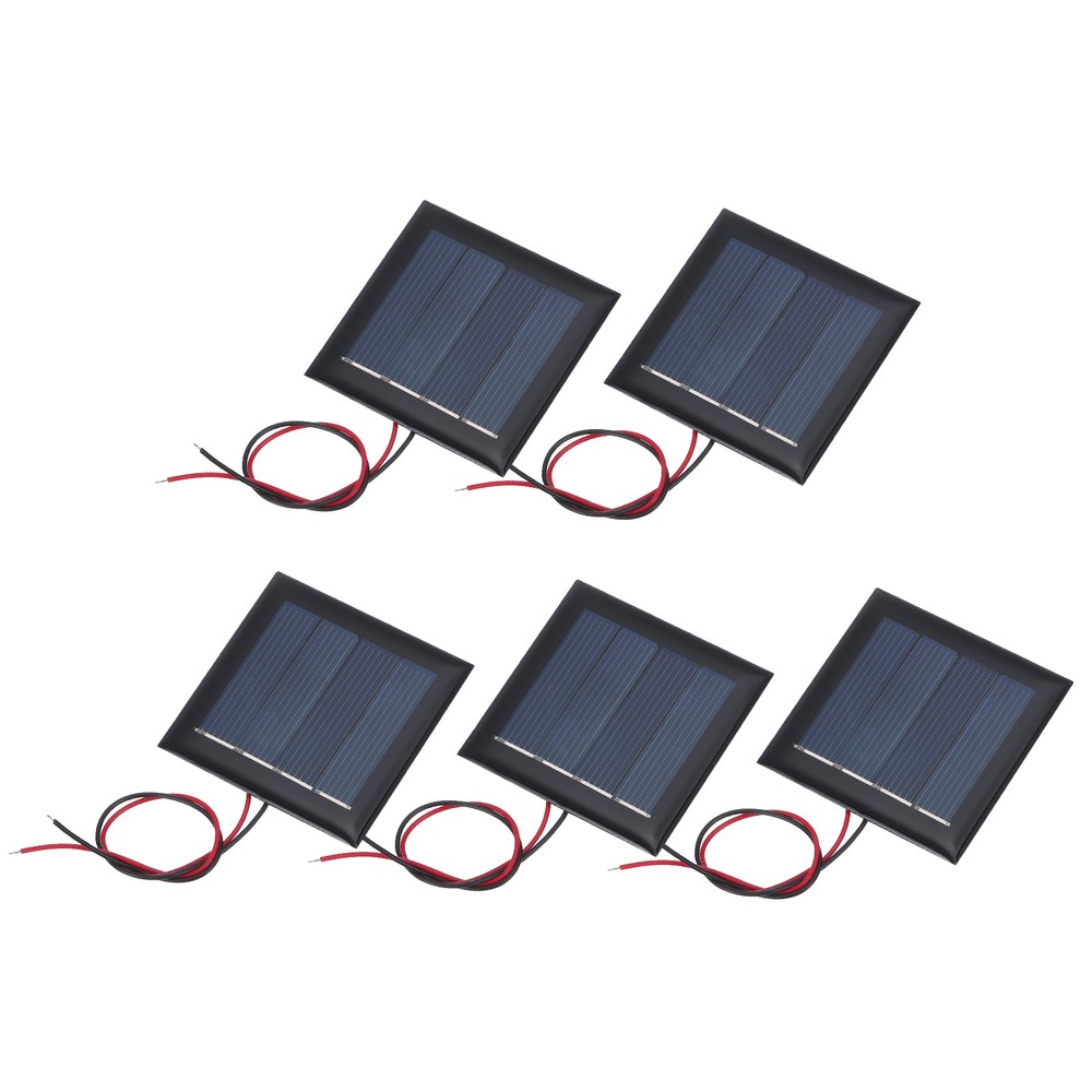 5pcs Mini Solar Panels 2V 0.26W 130mA with 2 Cables 54mm x 54mm for Use