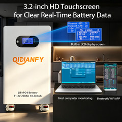 48V 200AH LiFePO4 Battery 10.24kWh Bluetooth Vertical Standing Backup Off-Grid