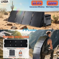 200W 22V Portable Foldable ETFE Solar Panel IP68 For Outdoor Camping RV Van Trip