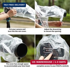 Camera Rain Cover Sleeve for DSLR w/Lens up to 18″, Waterproof, 2-Pack | Com