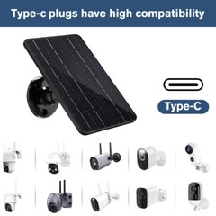 10W 5V Solar Panel for Security CCTV Camera with USB Type C Port Battery Charger
