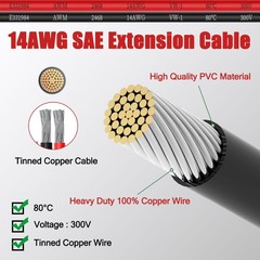 SAE Extension Cable 14AWG for Solar Panel, Automotive, RV, and Trailer Use –