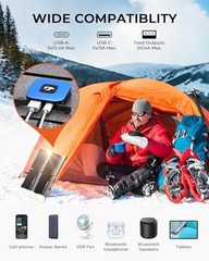 [Upgraded] Ultra-Light Portable 25W Solar Panel Charger with USB-A and Grey