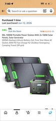 EBL EB1000 Portable Power Station w/ Foldable Solar Panel Kit, Black/Green