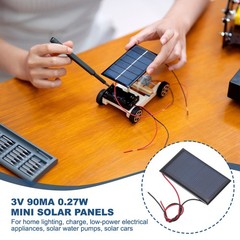 5 Pcs 3V 0.27W 90mA Mini Solar Panels with 2 Cable 62mm x 36mm