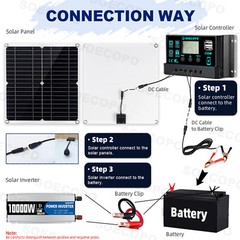 10000W Solar System Complete Set Dual USB Inverter 110V 300W Solar Panel 100A A