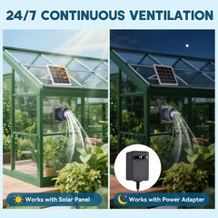 Solar Powered Exhaust Fan, 25W Panel+8″ 11 x 5.8 x 11.5 inches, Black