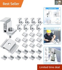 28 Piece Adjustable Solar Panel Clamps for 32-50 mm Panels – Rust-Free Aluminum