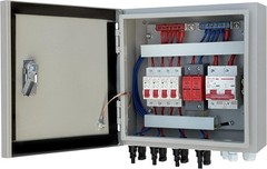 Hardcover Solar Combiner Box with 4 Strings, 80 A Circuit Breakers. This pv