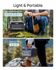 Portable Power Station 600W with Solar Panel, 288Wh LiFePO4 Battery, Grey