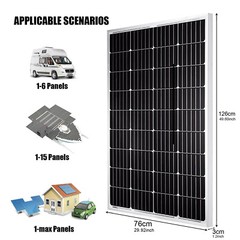 200W 12V Monocrystalline Solar Panel Kit Solar Module Off Grid PV Power Home RV