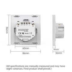 Wireless Touch Light Switch Compatible with RF433 Remotes Sold Separately