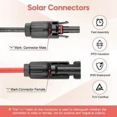 PAEKQ 10AWG Solar Panel to Anderson Connector Adapter Extension Cable,1.6FT