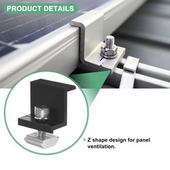 8pcs Solar Panel Mounting 30mm Z Clip Aluminum End Clamp for RVs Black