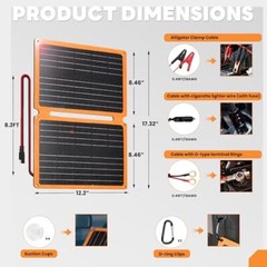 Trickle Charger 12V Solar Panel Waterproof 20W Car Marine RV Battery