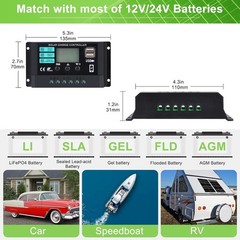 Solar Panel Kit 25W 12V Monocrystalline Battery Maintainer with10A Solar Char…