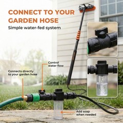 Briliantwerk 20ft Solar Panel Cleaning Brush Water Fed Pole Soap Dispenser Kit