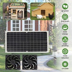 Solar Powered Fan 30W Waterproof Solar Panel Dual Exhaust Fan for Chicken Coop