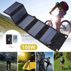 100W Portable Solar Panel Foldable Power Bank for Camping Hiking Phone Charger