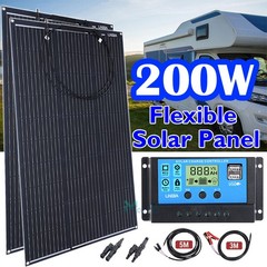 Panel Solar 200W De Kit 30A Controlador de Cargador Bateria Para Barco RV ATV