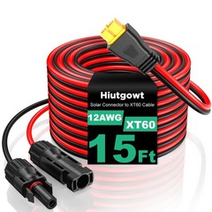 12AWG XT60 Solar Charging Cable 15FT, Solar Connector Adapter for Power Stations