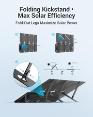 60W Portable Solar Panels with PD 45W USB-C, 20W USB-A, DC Outputs | Built-In Ki