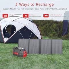 Red Portable Power Station 296Wh Outdoor Solar Generator Backup Battery