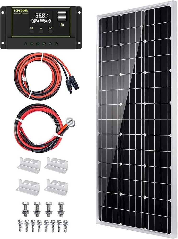 Solar Panel Kit 100 Watt 12 Volt Monocrystalline Off Grid System Homes RV Boat