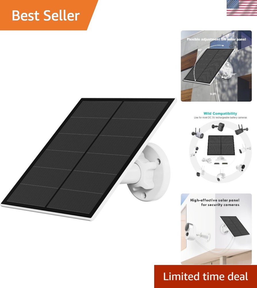 Waterproof 5W Solar Panel with Adjustable Mount for Rechargeable Cameras