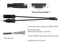 Durable 10AWG Solar Panel Extensions – Indoor/Outdoor Use with Reverse Adaptors