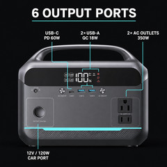 288Wh Portable Power Station 350W 600W Surge LiFePO4 Battery 110V AC Outlet