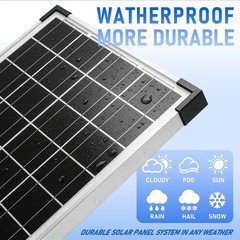 20W 12V Monocrystalline Solar Panel Kit with Charge Controller & Cables for R…