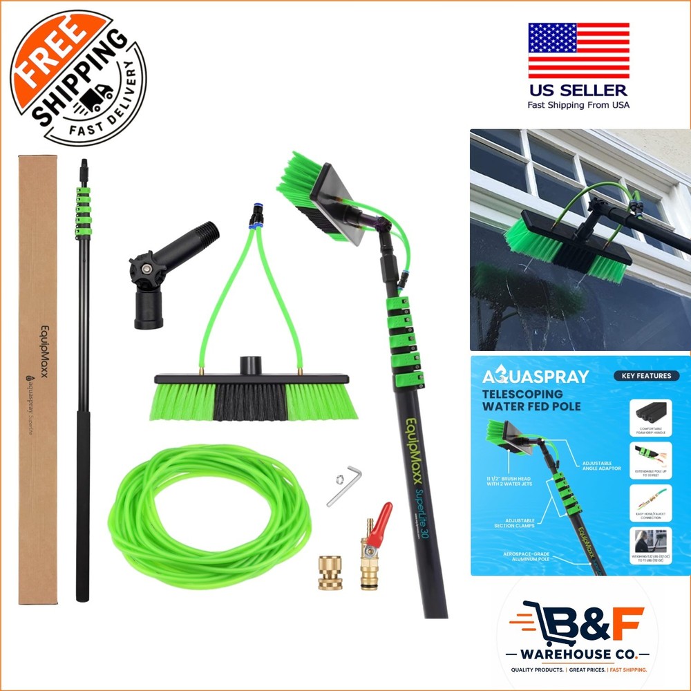 30FT Water Fed Cleaning Pole for Windows & Solar Panels – Lightweight Aluminum