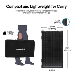 Renogy 100W 12V N-Type Portable Solar Panel Suitcase Kit with 20A PWM Controller