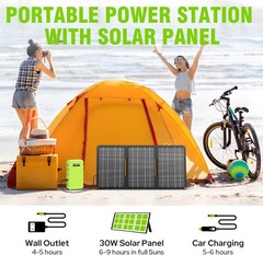 24000mAh/65W Solar Generator 30W with Panels Included, 88Wh Portable Power St…