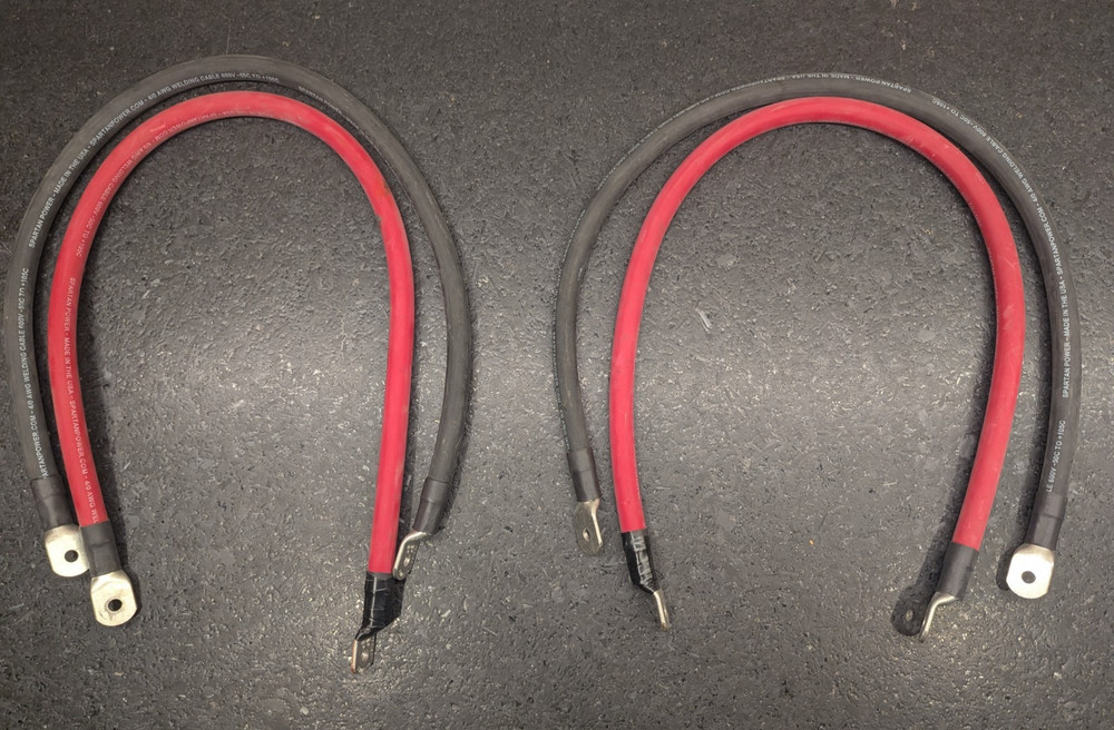 Four 4/0 Spartan 3ft Power Cables with 5/16″ mounting holes : 2x red : 2x black