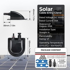 Solar Cable Entry Gland Kit – 10AWG UV Resistant Dual Connector for RV, Boat, Ro